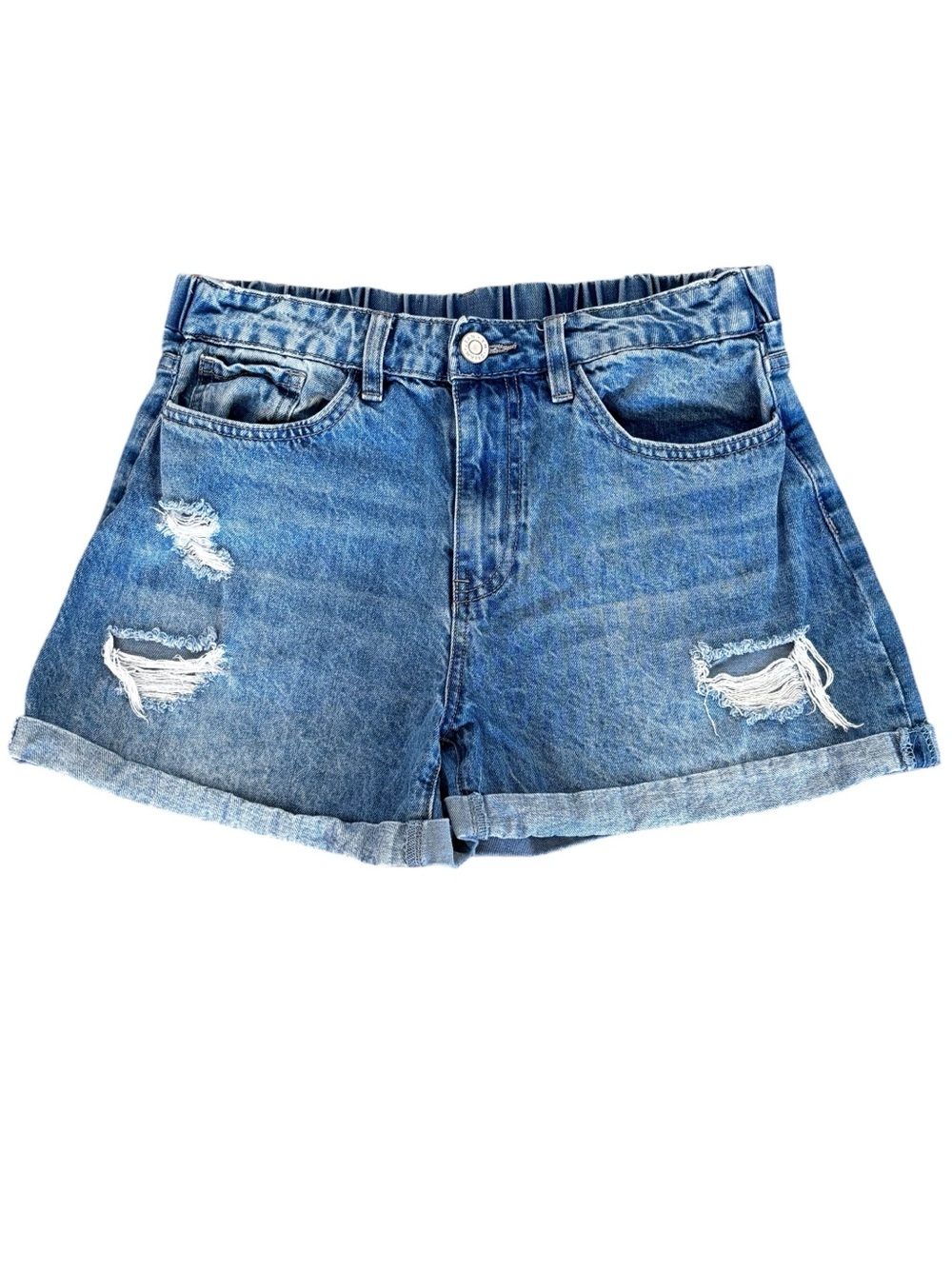 YMI Dream Shorts Size Large Stretch Denim Jean WannaBettaButt Elastic Waistband